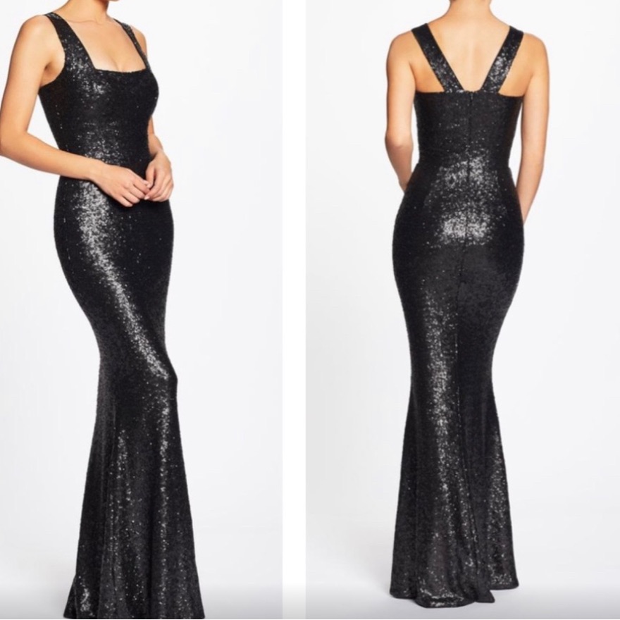 Nwot Dress The Population Black Raven Sequin Gown